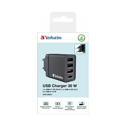 Зарядний пристрій Verbatim USB 30 Вт PD 3.0 4 порти чорний (49700) - мініатюра 9