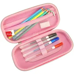 Пенал Cool For School блискучий 1 відділення з органайзером рожевий (QT-5780-Pink) - мініатюра 2