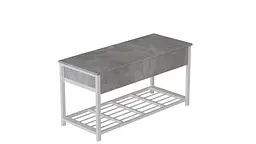 Банкетка з ящиком Ferrum-decor Дрейк 1 550x1000x400 метал Білий ДСП Бетон 16 мм (FRD-103058) - мініатюра 2