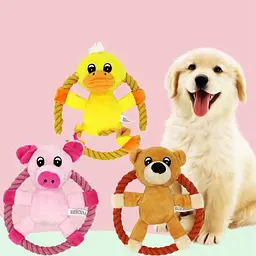 М’яка іграшка для собак з канатом Derby Squeaky&Funny Animal - мініатюра 6