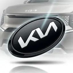 Емблема Kia NEW TYPE 114x57 мм обід чорний алюміній на скотчі + 2 затискні ніжки Чорна (OEM: 86320-1w250)
