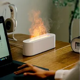 Зволожувач повітря ультразвуковий з пультом USB білий аромадіфузор з ефектом полум'я Diffuser А3 - мініатюра 2