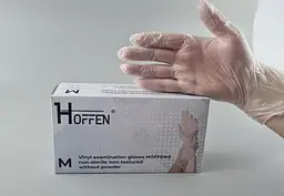 Рукавички одноразові вінілові прозорі HOFFEN, розмір M, 100 шт, неопудрені, для огляду, клінінгу та сервісу - мініатюра 4