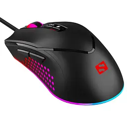 Мишка Sandberg Azazinator Mouse 6400 RGB, ігрова, 6400dpi., 7кн.Huano, чорна - мініатюра 2