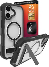 Чохол ZAGG Gear4 Rainier MagSafe KS для iPhone 17 Прозорий протиударний із підставкою Black аналог OtterBox
