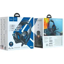 Навушники Hoco W102 gaming Cool tour провідне ігрове підсвічування LED чорно-сині - мініатюра 4