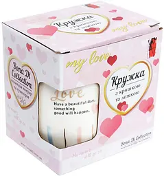 Кружка фарфорова "Girl's heart" з кришкою та ложкою Bona 420 мл kuh0009758 - мініатюра 3