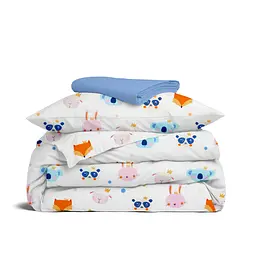 Дитяча постільна білизна в ліжечко ANIMALS CS30, блакитний (AnimalsFaceRoyal_61Wave_140)