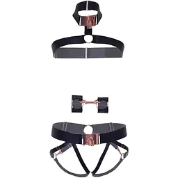Комплект атласних ременів для бондажу Leg Avenue Satin elastic harness Set, One Size, Black - мініатюра 5