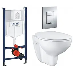 Комплект інсталяція Grohe Rapid SL + унітаз підвісний Grohe Bau Ceramic 39586000, Білий