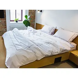 Комплект постільної білизни Ecotton Premium євро перкаль вишивка з кантом кольору капучино (25138) - мініатюра 2