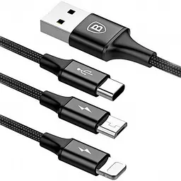 Кабель Baseus Rapid Cable USB to Lightning/microUSB/Type-C 3A 1.2m CAMLT-SU01 Black - мініатюра 4