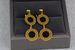 Сережки гвоздики Xuping Jewelry два кола з чорною серединкою 3.5 см лимонні