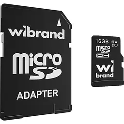Карта пам'яті Wibrand microSDHC 16GB Class 10 UHS-I + SD Adapter (WICDHU1/16GB-A) [166583]