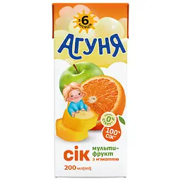 Уцінка. Сік Агуня Мультифрукт з м'якоттю 200 мл (928708)