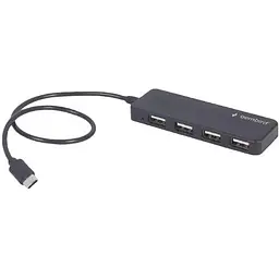 Хаб Usb Gembird UHB-CM-U2P4-01, чорний, Type-C 2.0 - 4xUsb 2.0, кабель 30 см