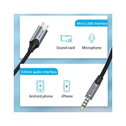 Кабель мультимедійний Micro 5P M to 3.5mm M 1.0m (4pin) black Vention (BDGBF) - мініатюра 3
