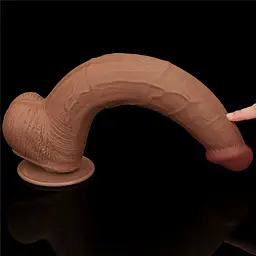 Фалоімітатор LoveToy Sliding-Skin Dual Layer Dong King Sized 34 см коричневий - мініатюра 11