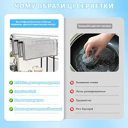 Серветка двошарова багаторазова металева з абразивною сіткою для посуду, скла та меблів 30х30 см Сірий 88109 - мініатюра 8