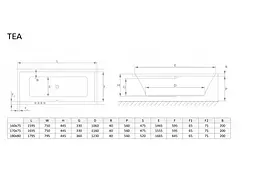 Ванна акрилова Radaway Tea 170x75 з ніжками та сифоном, біла (WA1-51-170x075) - мініатюра 3