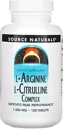 Аргінін цитрулін Source Naturals L-Arginine L-Citrulline 1000 мг 120 таб