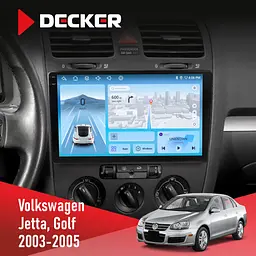 Штатна магнітола Volkswagen Golf 2003-2008 Decker D10-010 6x128, DSP, 4G, 2K Decker (НФ-00009377)