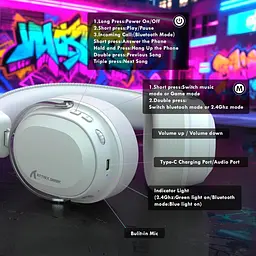 Навушники ATTACK SHARK L30PRO, об'ємний звук 7.1, драйвери 50 мм - White - мініатюра 7
