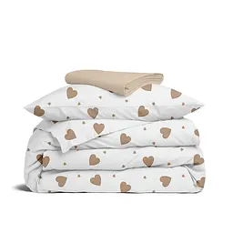 Дитяча постільна білизна в ліжечко BEIGE HEARTS CS1 COSAS (4822052399750)