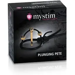 Утяжка для пеніса Mystim Plunging Pete позолочена з двома кульками й коротким уретральним зондом - мініатюра 4