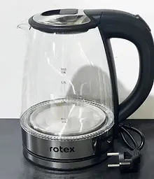 Скляний електрочайник Rotex RKT91-GS із обертанням на 360° дисковий чайник 1.8л 1500 Вт Чорний - мініатюра 3