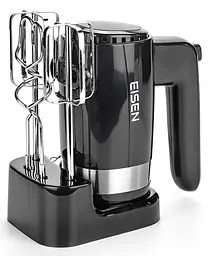 Міксер Eisen EHM-50, Black|Silver, 500W, ручний, 5 швидкостей, вінчики, гаки для замісу тіста, підставка для насадок, захист від перегріву - мініатюра 2