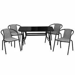 Комплект садових меблів 4Points Rapallo-4 з прямокутним столом 120x70x70см з чорною скляною стільницею - мініатюра 1