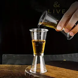 Джигер мірна склянка 40/20 мл для бармена пластиковий, мірник для бару, Kitchen Master 87561 - мініатюра 4