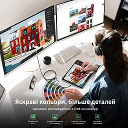 Універсальний кабель Type-C на HDMI UGREEN MM142 USB-C HDMI 1.5м 4K 60Hz Thunderbolt 3 type c to HDMI - мініатюра 8