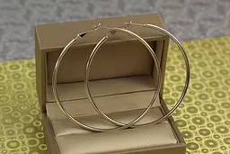 Серьги кольца Xuping Jewelry гладкие 6 см серебристые - миниатюра 2