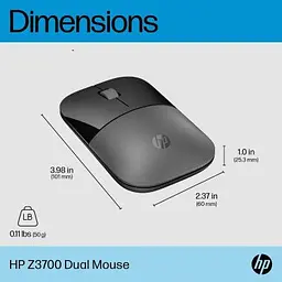 Комп'ютерна мишка HP Z3700 Dual Wireless/Bluetooth Silver (758A9AA) - мініатюра 6
