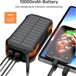 Батарея універсальна Choetech 10000mAh, 5V/2.1A, solar panel, Qi-5W, Black-Orange (B659-OR) - мініатюра 6