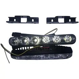 Денні ходові вогні ДХО 160x20x35 мм / 0.5W x 6SMD / Лінза з поворотом кристал / Білі 2 шт.