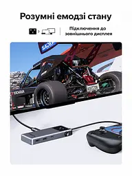 USB-C хаб UGREEN Uno CM889 концентратор 7 в 1 вихід HDMI до 4K 60 Гц 2 USB-A 3.0 та USB-C 3.0 для даних до 5 Гбіт/с кардридер SD/TF вхід живлення USB-C PD 3.0 до 100 Вт заряджання через порт USB-C для даних до 20 Вт для HDMI потрібен USB-C хоста з відеовиходом блокування екрана однією кнопкою LED-дисплей стану підключень для Windows/macOS/Linux темно-сірий із чорною передньою панеллю (75179) - мініатюра 14