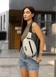 Сумка через плече жіноча бананка Sambag Flex сіра 30 × 17 × 10 см (85351030) - мініатюра 5