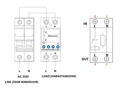 Реле контролю напруги та струму АСКО‑УКРЕМ 2P 63A RKV (A0010230002) - мініатюра 2