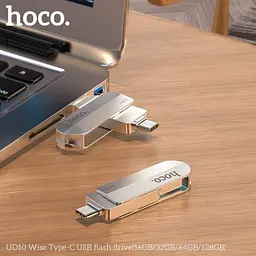 Флеш-накопичувач USB-A/C Hoco UD10 Wise Type-C USB flash drive 32Gb сріблястий - мініатюра 3