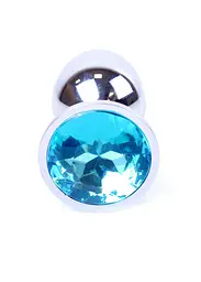 Анальна пробка Jewellery Silver Plug Light Blue - мініатюра 2