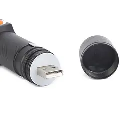 Ліхтарик X-Balog ручний акумуляторний чорний, світлодіодний, з USB зарядкою та Zoom-фокусом - мініатюра 4
