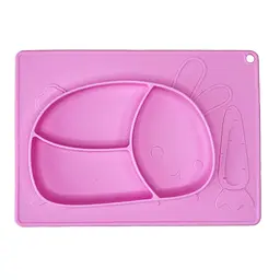 Силіконова тарілка-килимок "Зайчик" MGZ-0119(Pink) 19х27 см
