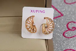 Сережки Xuping Jewelry апельсинові часточки 1.5 см золотисті