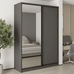 Шафа-купе дводверна MebelStar Комбо BG ДСП/Дзеркало 170x60x240 см Антрацит (MBS-10710)