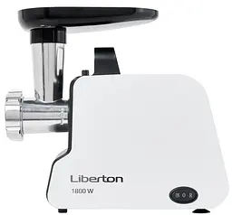 Мясорубка Liberton LMG-18S01, White/Black, 1800W, продуктивність 1.2кг/хв, диски для подрібнення 3/5/7мм, насадка для ковбасок/«кеббе», металевий шнек, реверс, захист від перегріву - мініатюра 2