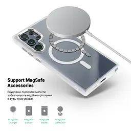 Чехол Samsung Galaxy S24 Ultra 5G (SM-S928), Unit MagSafe, белый, прозрачный, магсейф, противоударный, магнитный, панель-накладка с поддержкой MagSafe, с поддержкой беспроводной зарядки, TPU+PC, защита всего корпуса, ударопрочный - мініатюра 4