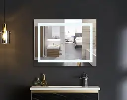 Дзеркало Mixxus WARM MR02-100x80 з LED Touch, Anti-fog, димером, регулюванням яскравості, годинником (MI6935) - мініатюра 4